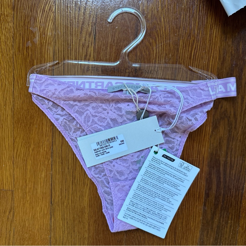 Stella McCartney Comfort Lace with logo, high leg bikini 
Orchid size M - Picture 2 of 6